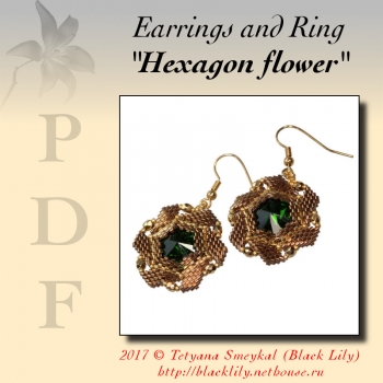 Tutorial earrings and ring "Hexagon flower"