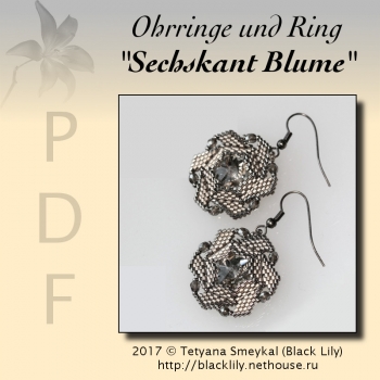 Tutorial earrings and ring "Hexagon flower"