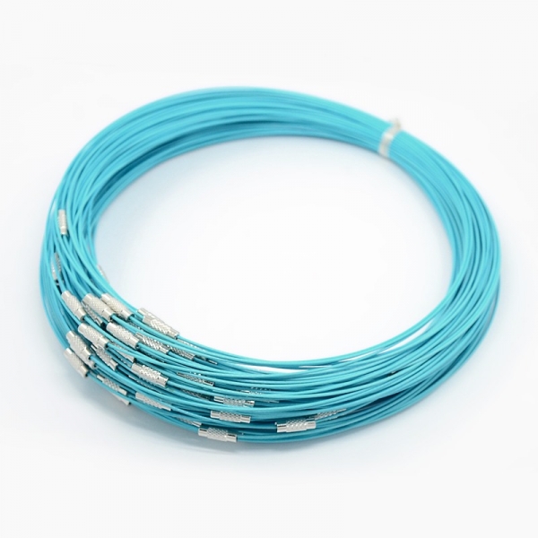 Steel Wire Necklace Cord, light blue