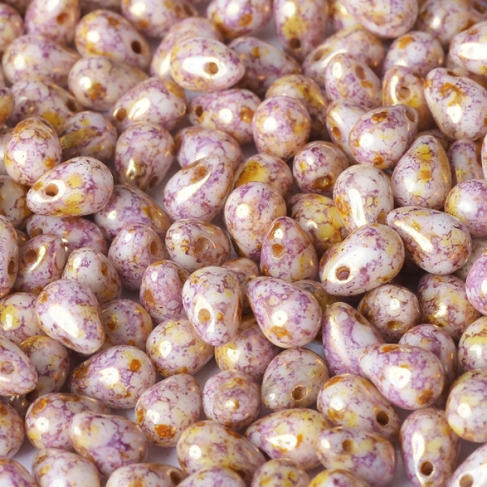 Chalk White Lila Gold Luster, 50pcs